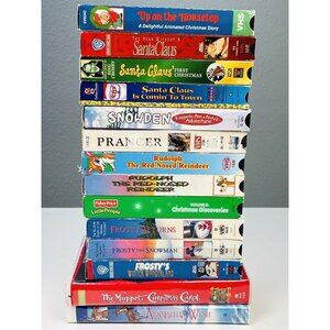 Lot 14 Christmas Classics Cartoon & Live Action VHS Movies Muppet Rudolph Frosty